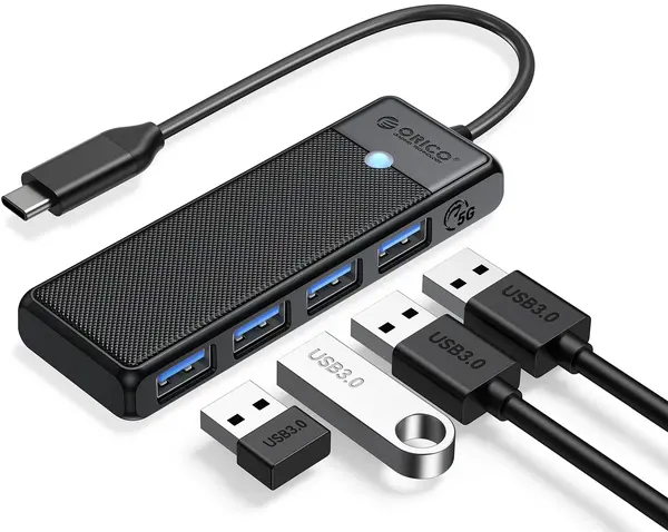 Hub USB Orico - PAPW4A-C3-015-BK, 4 porturi, USB3.0, negru
