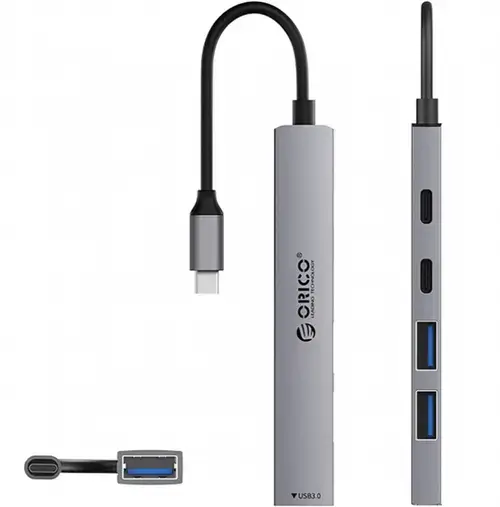 Hub USB Orico YSB4-U2, 1 x USB-A 3.0, 2 x USB-A 2.0, 2 x USB-C (Gri)