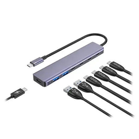 HUB USB Platinet PMH22 7in1, 10Gbps, 100 W PD (Argintiu)