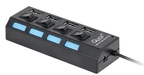 Hub USB Quer PRO KOM0940, 4 port USB 3.0 (Negru)