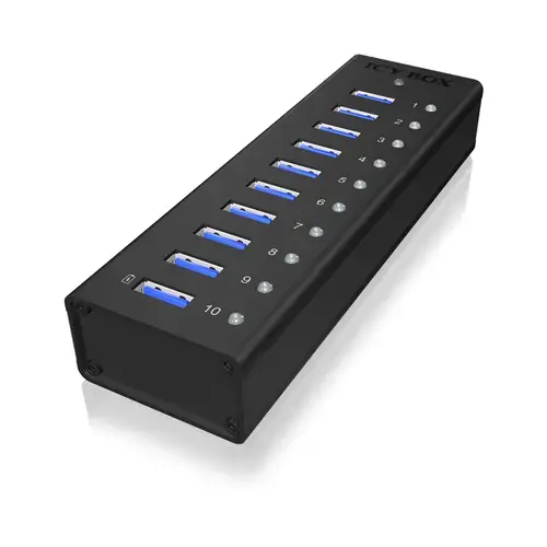 Hub USB Raidsonic IB-AC6110, 10 x USB 3.0 (Negru)