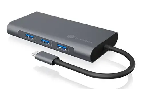 Hub USB Raidsonic IB-DK4040-CPD, 10 in 1, USB Type-C, HDMI/VGA (Gri)