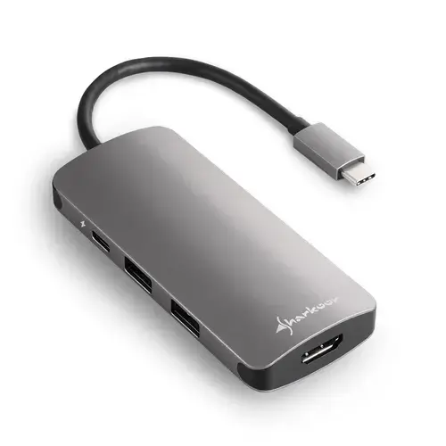 Hub USB Sharkoon, 3 x USB3.0, 1 USB C, HDMI, Argintiu