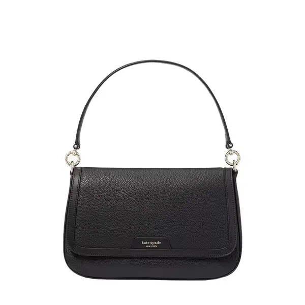 Hudson flap shoulder bag black