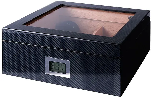Humidor Angelo - Carbon, cu higrometru digital