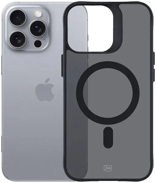 Husă 3mk - Smoke MagCase, iPhone 16 Pro Max, negru