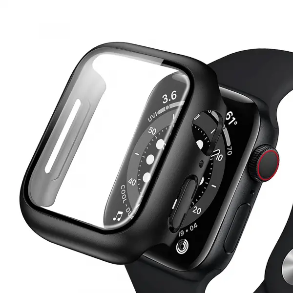 Husa Anank Screen Guard pentru Apple Watch Series 7 41mm, Neagra