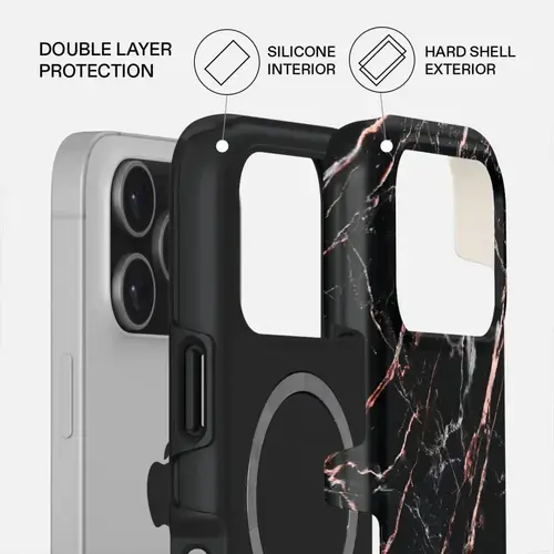 Husa Burga Dual Layer Magsafe Rose Gold Marble pentru iPhone 17 Pro