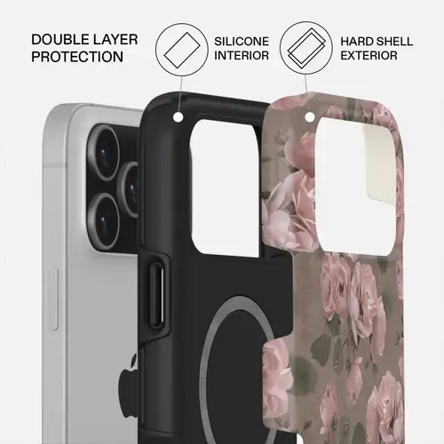 Husa Burga Dual Layer Magsafe Vintage Glamour pentru iPhone 17 Pro Max, Negru