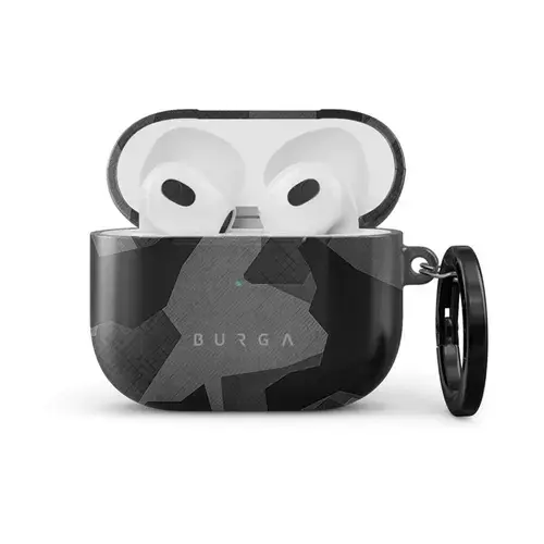 Husa Burga Hard Shell Night Black Camo pentru Airpods 3, Negru
