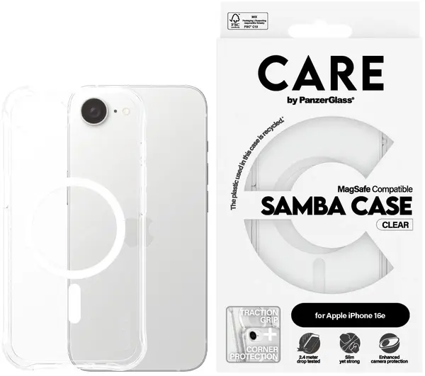 Husă CARE - Fashionable Samba, iPhone 16e, MagSafe, transparent