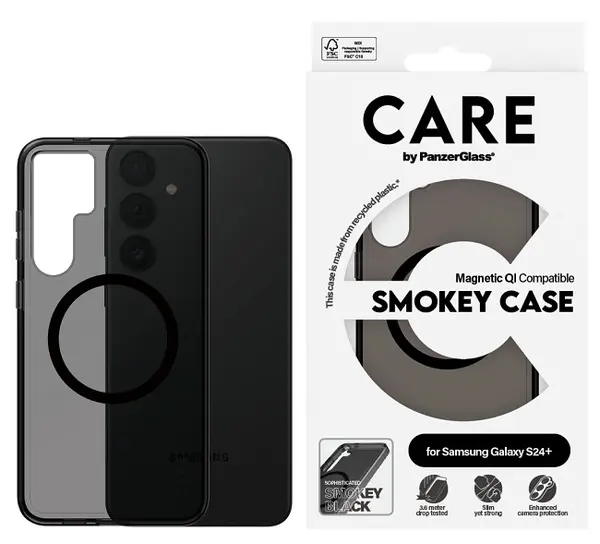 Husa CARE - Smokey, Galaxy S24 Plus, Qi, negru