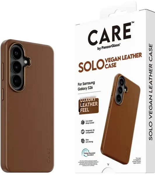 Husă CARE – Solo, Galaxy S26, Qi, maro