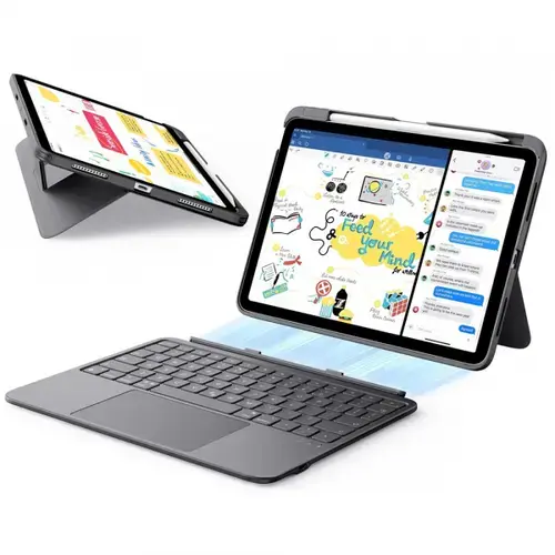 Husa cu Tastatura pentru Apple iPad Air 11 (2025) / Air 11 (2024) / Air (2022) / Air (2020), ESR, Flex, Gri