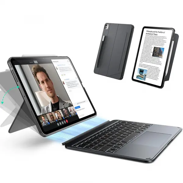 Husa cu Tastatura pentru Apple iPad Pro 11 (2024), ESR, Shift, Gri