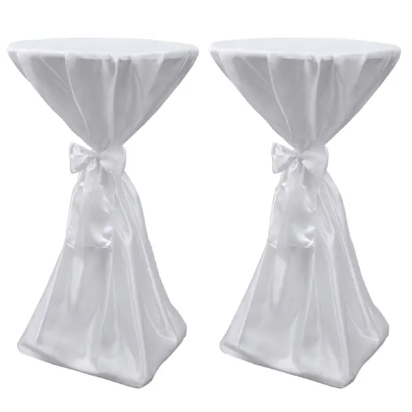 Husa de masa alba, 60 cm, cu funda, 2 buc
