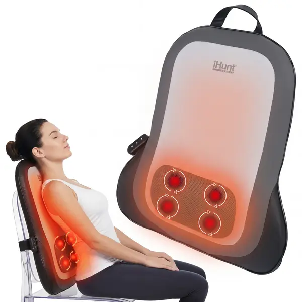 Husa de Masaj cu Incalzire iHunt SPA BackMaster Shiatsu, Masaj Spate, Gat si Fese, Tehnologie Shiatsu, Telecomanda, Auto Acasa
