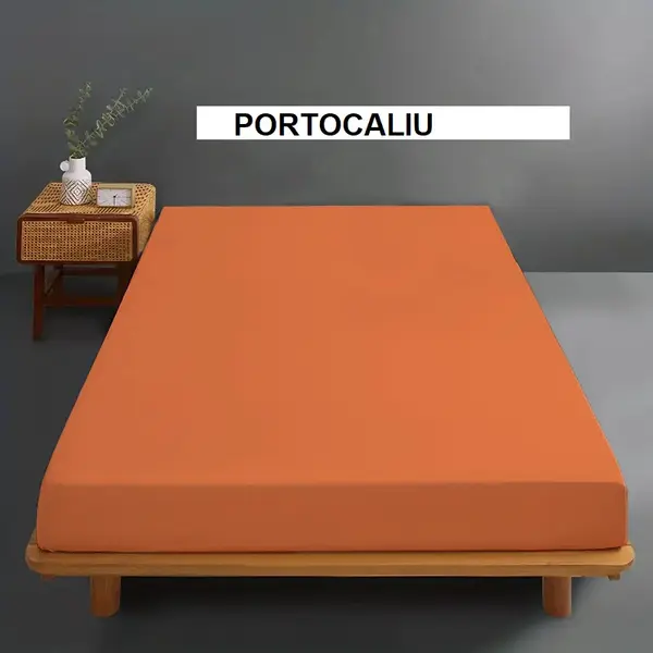 Husa de pat cu 1 fata de perna TRICOT portocaliu 90x200 cm, Ralex | 1 buc