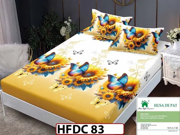 Husa de Pat din Finet + 2 Fete de Perne - Saltea 140x200 - Pat 2 Persoane - HFDC 83
