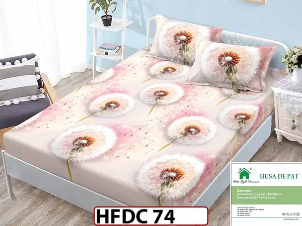 Husa de Pat din Finet + 2 Fete de Perne - Saltea 140x200 - Pat 2 Persoane - HFDC 74