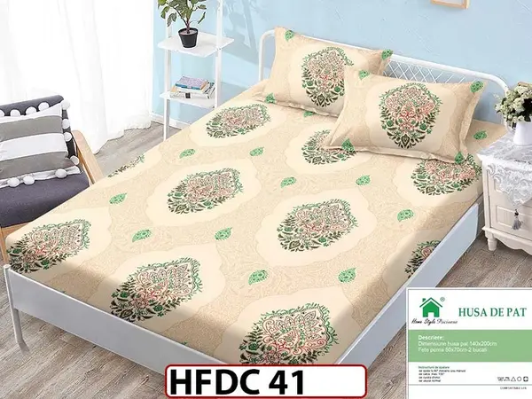Husa de Pat din Finet + 2 Fete de Perne - Saltea 140x200 - Pat 2 Persoane -HFDC41