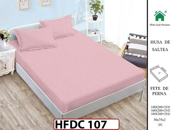 Husa de Pat din Finet + 2 Fete de Perne - Saltea 140x200 - Pat 2 Persoane -HFDC107