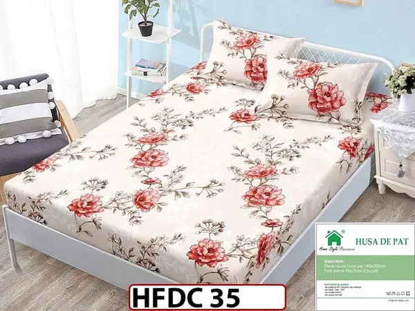 Husa de Pat din Finet + 2 Fete de Perne - Saltea 140x200 - Pat 2 Persoane -HFDC35