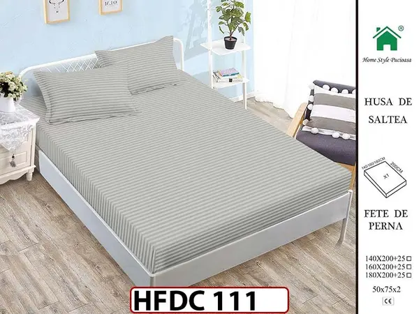 Husa de Pat din Finet + 2 Fete de Perne - Saltea 140x200 - Pat 2 Persoane -HFDC111
