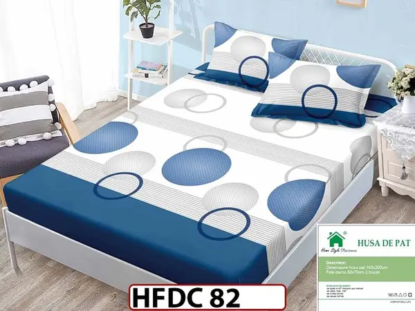 Husa de Pat din Finet + 2 Fete de Perne - Saltea 140x200 - Pat 2 Persoane - HFDC 82