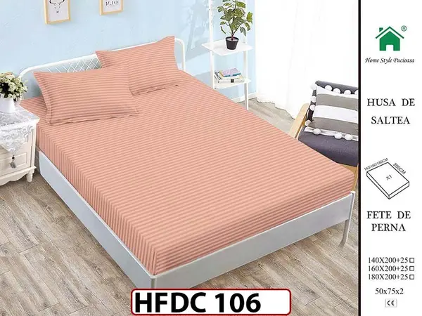 Husa de Pat din Finet + 2 Fete de Perne - Saltea 140x200 - Pat 2 Persoane -HFDC106