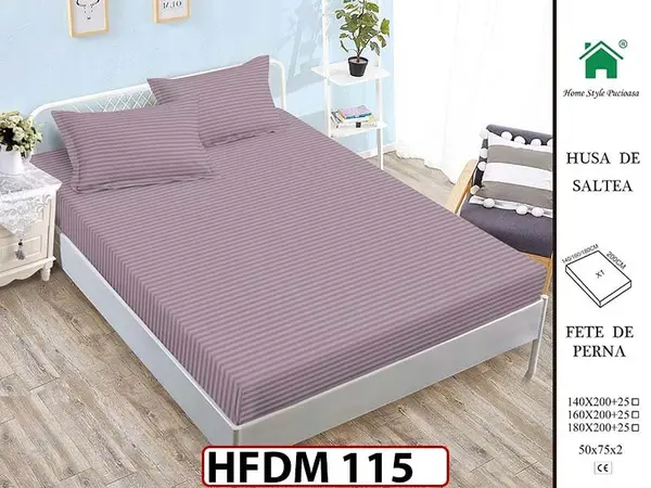 Husa de Pat din Finet + 2 Fete de Perne - Saltea 160x200 - Pat 2 Persoane - HFDM115