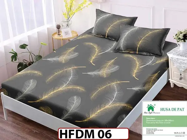 Husa de Pat din Finet + 2 Fete de Perne - Saltea 160x200 - Pat 2 Persoane - HFDM06