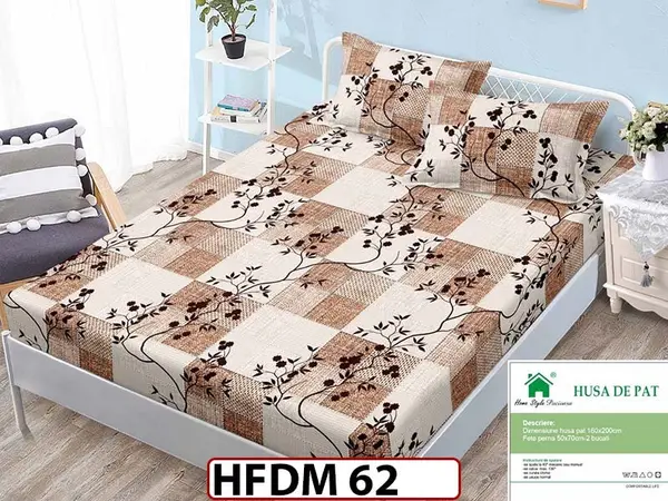 Husa de Pat din Finet + 2 Fete de Perne - Saltea 160x200 - Pat 2 Persoane - HFDM 62