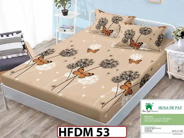 Husa de Pat din Finet + 2 Fete de Perne - Saltea 160x200 - Pat 2 Persoane - HFDM 53