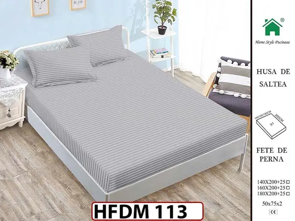 Husa de Pat din Finet + 2 Fete de Perne - Saltea 160x200 - Pat 2 Persoane - HFDM113