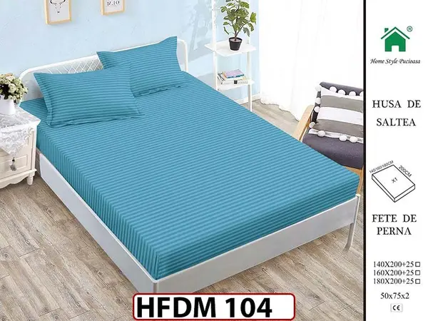 Husa de Pat din Finet + 2 Fete de Perne - Saltea 160x200 - Pat 2 Persoane - HFDM104