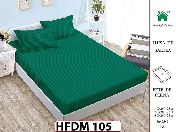 Husa de Pat din Finet + 2 Fete de Perne - Saltea 160x200 - Pat 2 Persoane - HFDM105