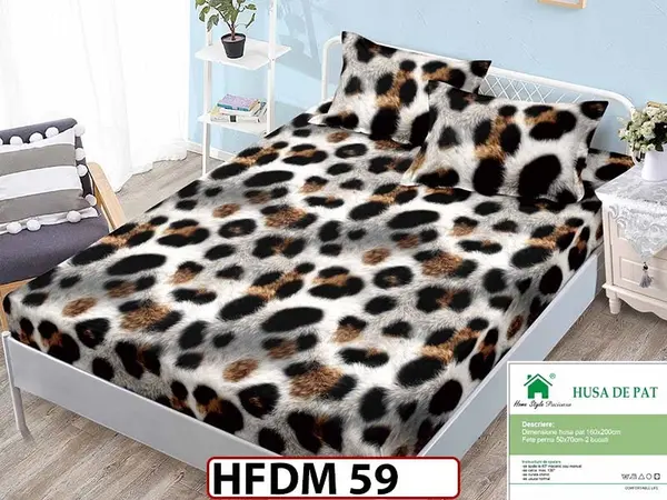 Husa de Pat din Finet + 2 Fete de Perne - Saltea 160x200 - Pat 2 Persoane - HFDM 59