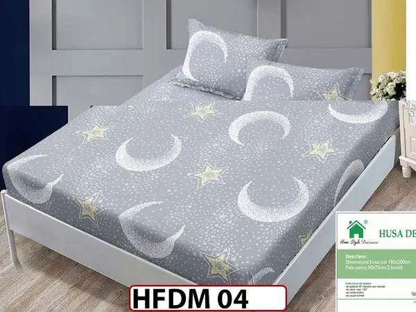 Husa de Pat din Finet + 2 Fete de Perne - Saltea 160x200 - Pat 2 Persoane - HFDM04