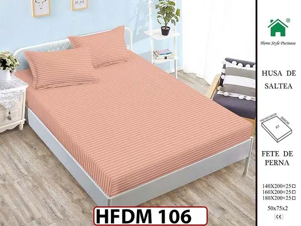 Husa de Pat din Finet + 2 Fete de Perne - Saltea 160x200 - Pat 2 Persoane - HFDM106