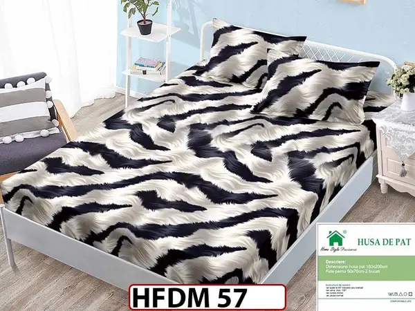 Husa de Pat din Finet + 2 Fete de Perne - Saltea 160x200 - Pat 2 Persoane - HFDM 57