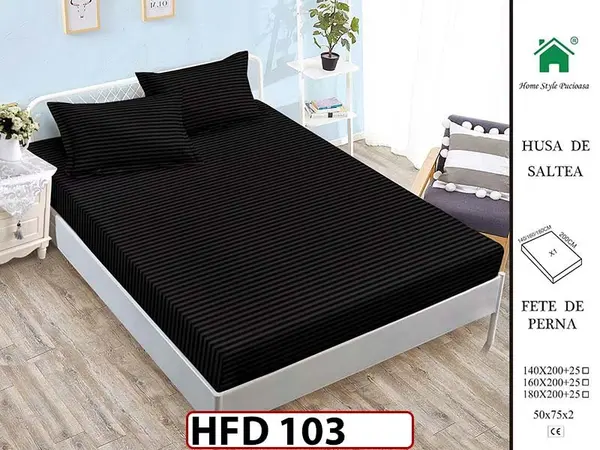 Husa de Pat din Finet + 2 Fete de Perne - Saltea 180x200 - Pat 2 Persoane - HFD103