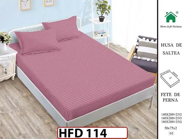 Husa de Pat din Finet + 2 Fete de Perne - Saltea 180x200 - Pat 2 Persoane - HFD114