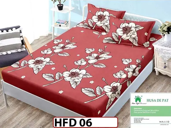 Husa de Pat din Finet + 2 Fete de Perne - Saltea 180x200 - Pat 2 Persoane - HFD06