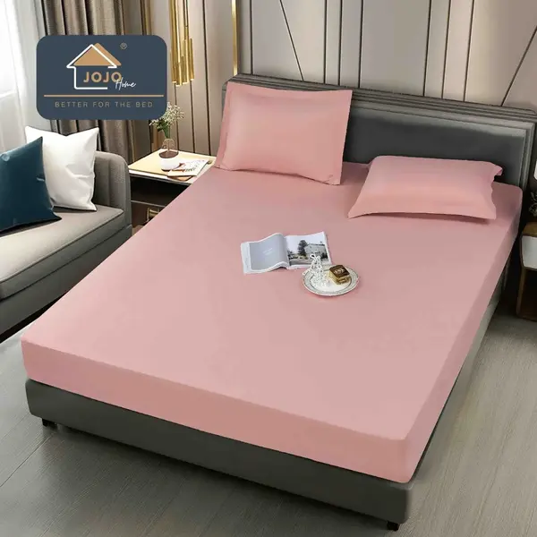 Husa de Pat Impermeabila, Jojo Home, 160x200cm, cu Fete de Perna 50x70cm, Roz