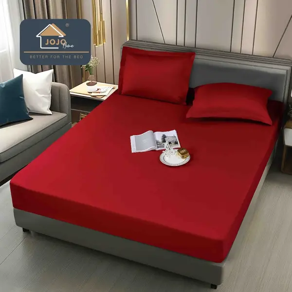 Husa de Pat Impermeabila, Jojo Home, 180x200cm, cu Fete de Perna 50x70cm, Rosu