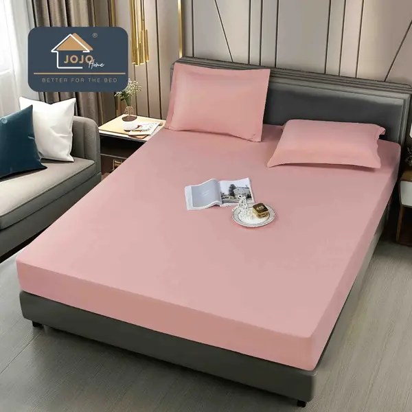 Husa de Pat Impermeabila, Jojo Home, 180x200cm, cu Fete de Perna 50x70cm, Roz