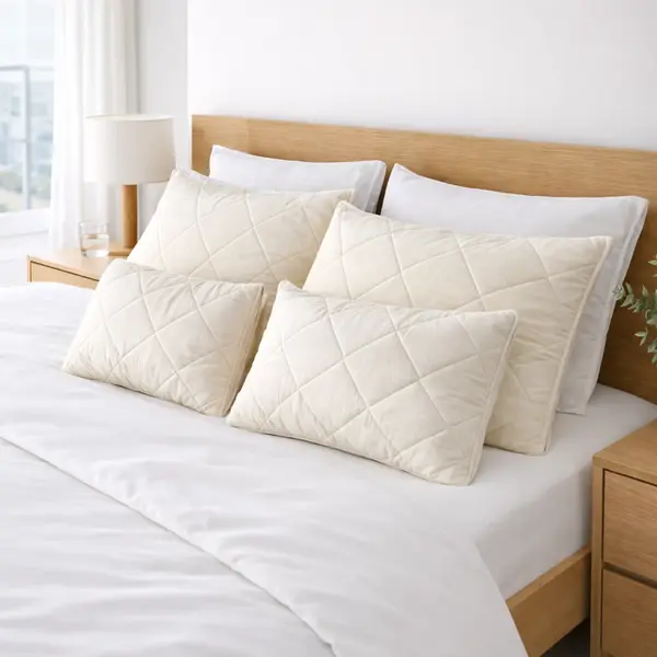 Husa de Perna Matlasata Lana Merino 100% LanaWool 50x70 cm Exterior Bumbac OekoTex Clasa 1, Crem Crem, 50x70 cm