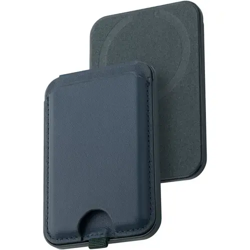 Husa de protectie Dviced Leather magsafe foldable cardholder and stand, Albastru