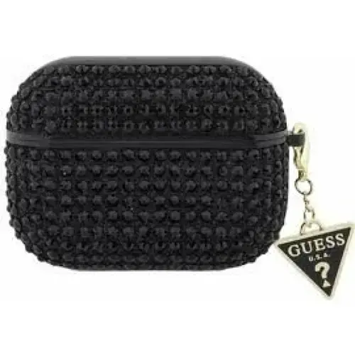 Husa de protectie Guess Rhinestones Triangle Metal Logo pentru AirPods Pro 2, Negru